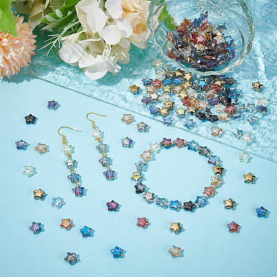 200Pcs 10 Colors Electroplate Transparent Glass Beads GLAA-GA0002-25-1