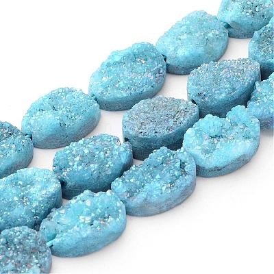 Electroplated Natural Quartz Crystal Beads Strands G-P150-12x16mm-09-1