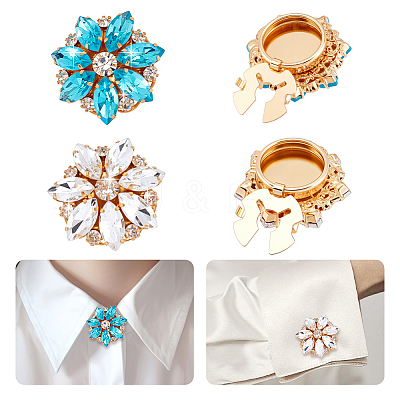 4Pcs 2 Colors Alloy Rhinestone Cufflinks HJEW-NB00210-1