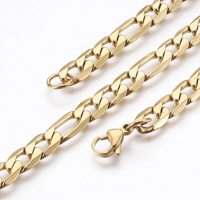 Ion Plating(IP) 304 Stainless Steel Figaro Chain Bracelets BJEW-P236-18G-1