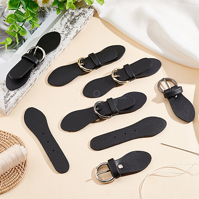 6 Sets 3 Colors Black PU Leather Buckles FIND-FG0002-23-1