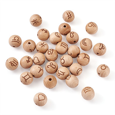 Natural Undyed Beech Beads WOOD-BT0001-04-1