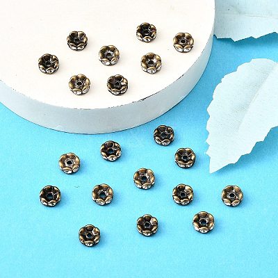 Brass Rhinestone Spacer Beads RB-A014-L8mm-01AB-NF-1