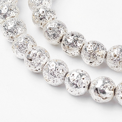 Electroplated Natural Lava Rock Beads Strands G-K259-59-8mm-01-1