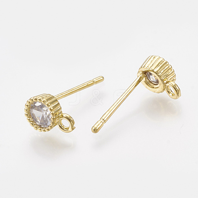 Brass Cubic Zirconia Stud Earring Findings KK-T035-82-1