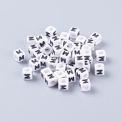 Acrylic Horizontal Hole Letter Beads PL37C9308-M-1