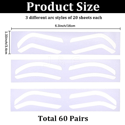 60Pcs 3 Styles Plastic Eyebrow Tattoo Practice Skin AJEW-CP0009-58B-1