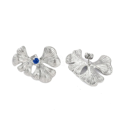 304 Stainless Steel Leaf Stud Earrings for Women EJEW-K281-28P-1