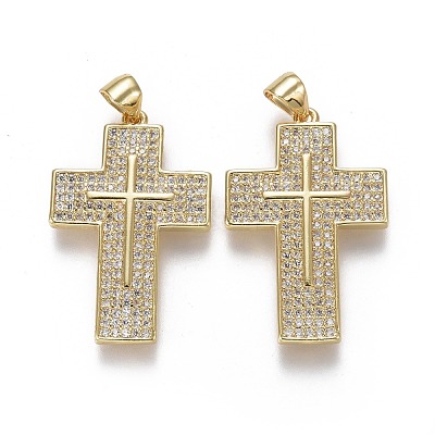 Brass Micro Pave Cubic Zirconia Pendants ZIRC-F115-11G-1