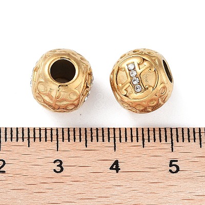 Ion Plating(IP) 304 Stainless Steel Rhinestone European Beads STAS-A092-10X-G-1