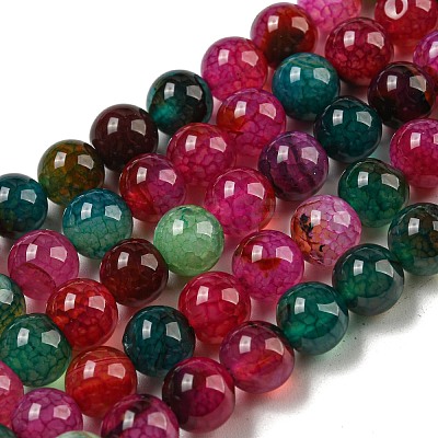 Dyed Natural Agate Beads Strands X-G-R262-8mm-1-1