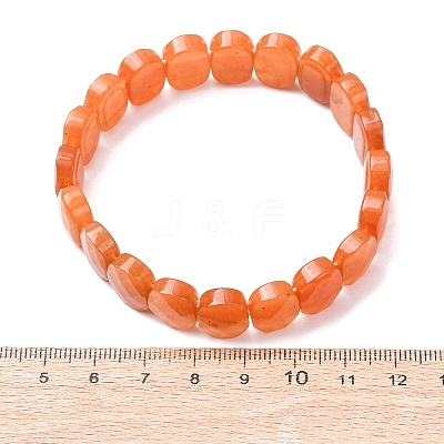 Natural Red Aventurine Faceted Beaded Stretch Bracelets for Women BJEW-K251-07N-1