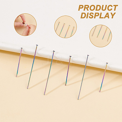 100Pcs 2 Styles 304 Stainless Steel Flat Head Pins STAS-UN0049-38-1