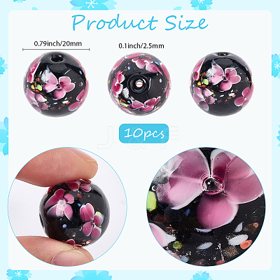 10Pcs Handmade Inner Flower Lampwork Beads LAMP-PA0001-02B-1