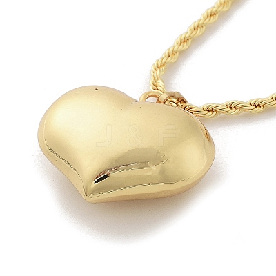 Rack Plating Brass Puffed Heart Pendant Necklaces for Women NJEW-D057-01G-1