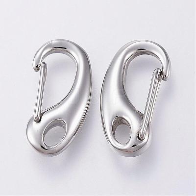 Tarnish Resistant 304 Stainless Steel Push Gate Snap Keychain Clasp Findings STAS-G039-04P-1