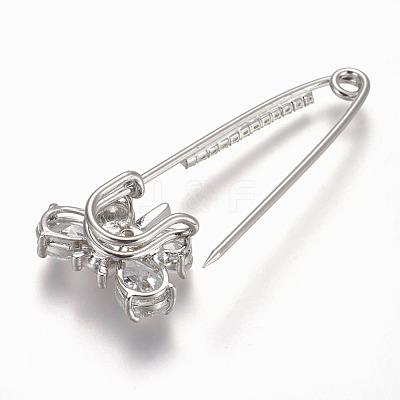 Brass Micro Pave Cubic Zirconia Safety Brooch JEWB-I010-11P-1