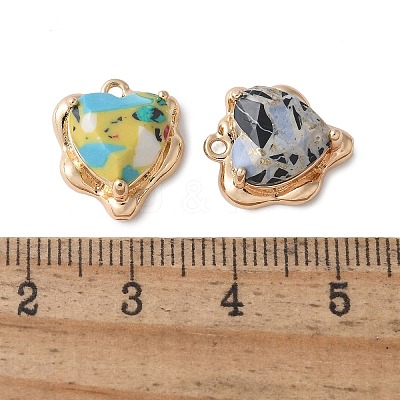 Brass Glass Charms KK-D355-01G-1