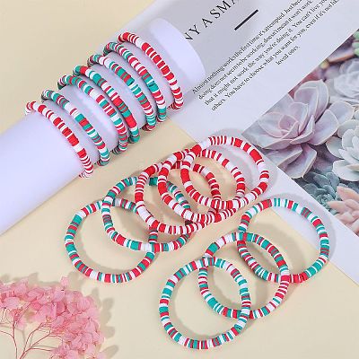 Handmade Polymer Clay Heishi Surfer Stretch Bracelets Set BJEW-SW00099-01-1