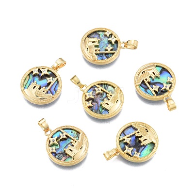 Synthetic Abalone Shell/Paua Shell Pendants KK-A165-12G-1