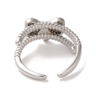 Brass Micro Pave Cubic Zirconia Open Cuff Ring RJEW-K256-58C-P-1