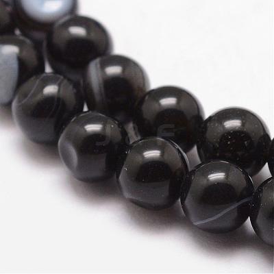Natural Black Agate Bead Strands G-K166-13-6mm-05-1