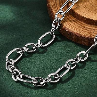 Non-Tarnish 304 Stainless Steel Figaro Chain Necklaces NJEW-O124-03P-1