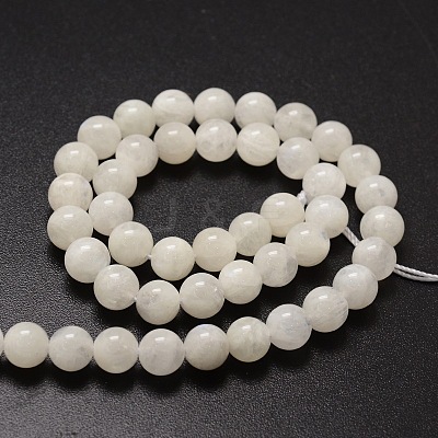 Natural Rainbow Moonstone Round Beads Strands G-E329-5-6mm-49-1