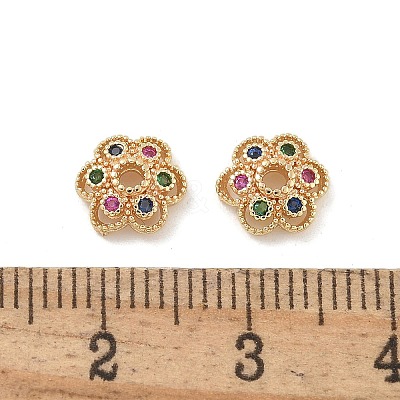Brass Micro Pave Cubic Zirconia Bead Caps ZIRC-F141-17G-1