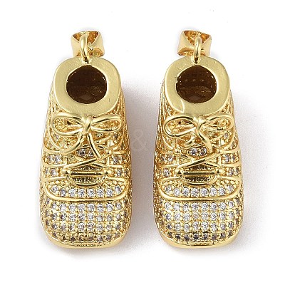 Rack Plating Brass Micro Pave Cubic Zirconia Pendants KK-K341-50G-1