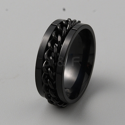 201 Stainless Steel Chain Rotating Finger Ring for Men RJEW-WH0011-12A-1
