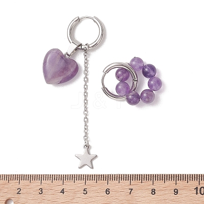 Valentine's Day Heart 304 Stainless Steel Hoop Earrings EJEW-TA00799-03-1