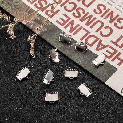 Tarnish Resistant 304 Stainless Steel Ribbon Crimp Ends STAS-E103-08C-1