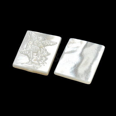 Carved Natural White Shell Cabochons SSHEL-N038-07-03-1