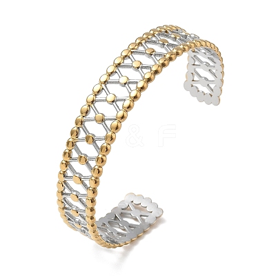 304 Stainless Steel Cuff Bangles for Women BJEW-D466-03GP-1