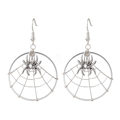 Spider Alloy Dangle Earrings EJEW-TA00404-1