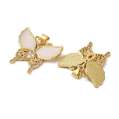Brass Micro Pave Cubic Zirconia Pendants KK-D390-09G-1