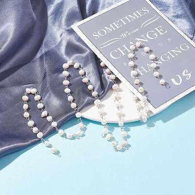 Handmade Natural Freshwater Pearl Beaded Chains AJEW-JB01088-02-1