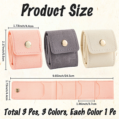 3Pcs 3 Colors PU Leather Jewelry Rolls ABAG-CL0001-43A-1