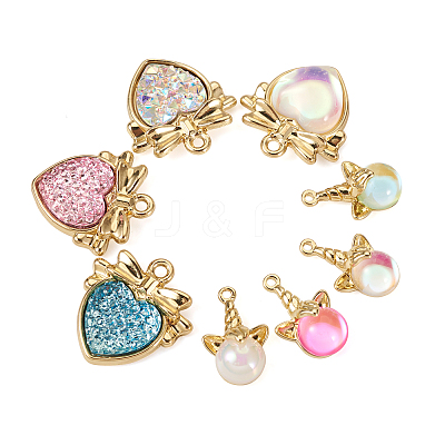 16Pcs 8 Styles Resin Pendants RESI-TA0002-14-1