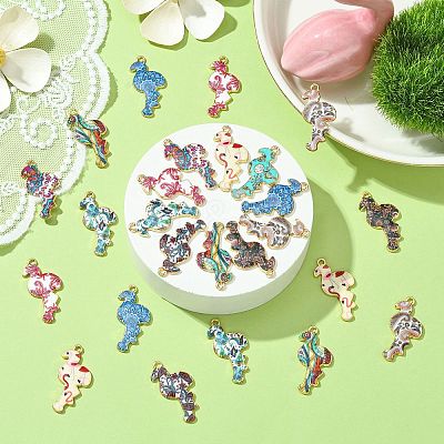 40Pcs 10 Styles Printed Alloy Pendants FIND-CJ0001-96-1