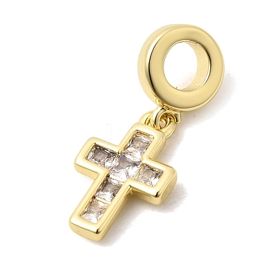 Brass Pave Clear Cubic Zirconia European Dangle Charms KK-A296-12A-G-1