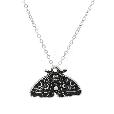 Alloy Enamel Moth Pendant Necklaces for Women WH-WG67977-01-1