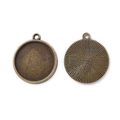 Flat Round Alloy Pendant Cabochon Settings PALLOY-N0088-37AB-NF-1