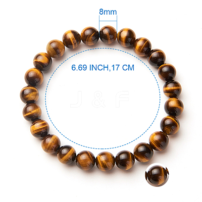 Natural Tiger Eye Round Beads Stretch Bracelets BJEW-N301-8mm-03-1