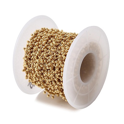 Brass Round Bead Link Chains CHC-L054-16G-1