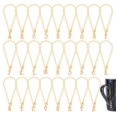 Letter A~Z Alloy Rhinestone Cup Pendant Decorations HJEW-AB00386-1