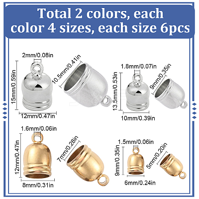48Pcs 8 Styles Brass Cord Ends KK-SC0003-69-1