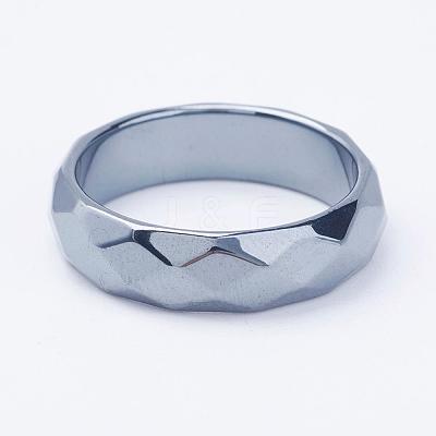 Electroplate Non-Magnetic Synthetic Hematite Rings RJEW-F068-18mm-1
