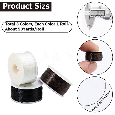 3 Rolls 3 Colors Special Coated Nylon Beading Threads for Seed Beads OCOR-PA0001-01B-1